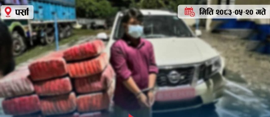 पर्सामा कारको डिकीबाट ११४ किलोभन्दा बढी गाँजा बरामद: २१ वर्षीय चालक चेपाङ प्रहरी नियन्त्रणमा