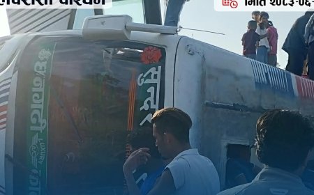 नवलपरासीमा यात्रुवाहक बस पल्टिँदा चालक–सहचालकसहित ७ जना घाइते